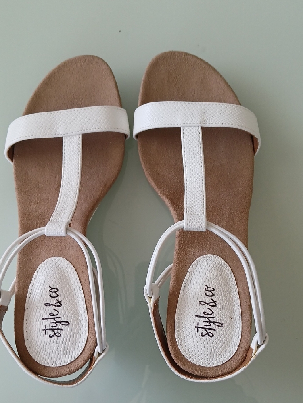 Style & Co White T-Strap Women's Sandals